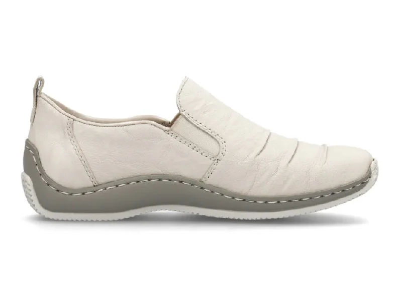 WOMEN'S RIEKER CELIA 89 LEATHER SLIP-ON | BEIGE