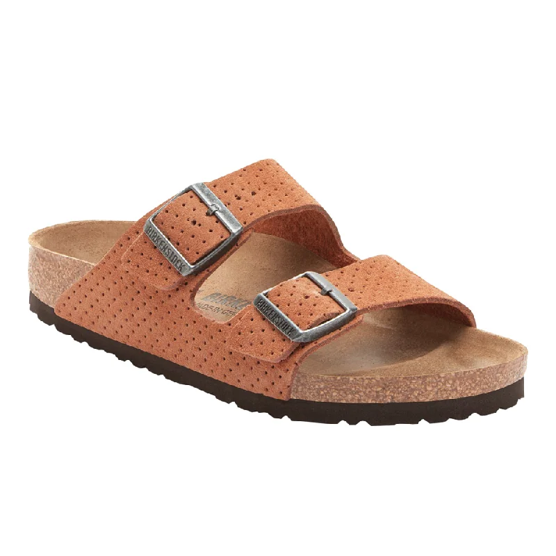 Women's Birkenstock Arizona Suede Embossed Color: Burnt Orange  (MEDIUM/NARROW WIDTH)