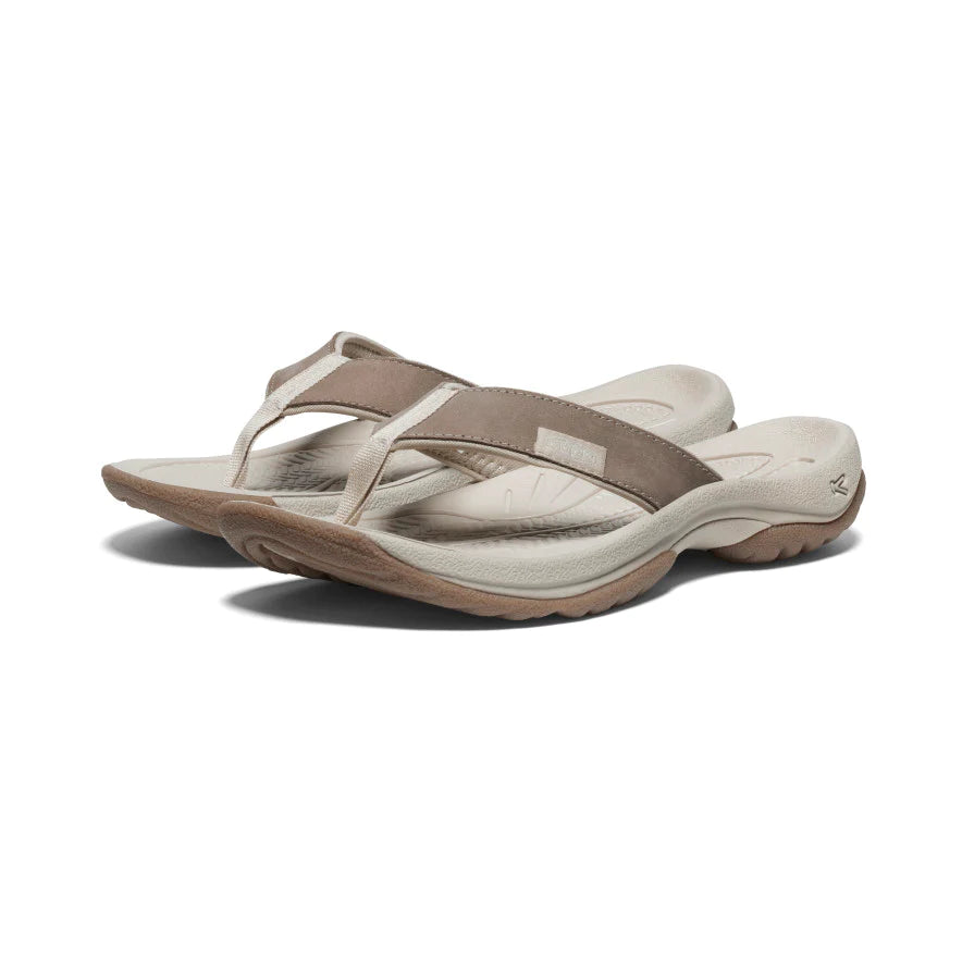 Women's Keen Kona Leather Flip Flop Color: Brindle / Silver Birch