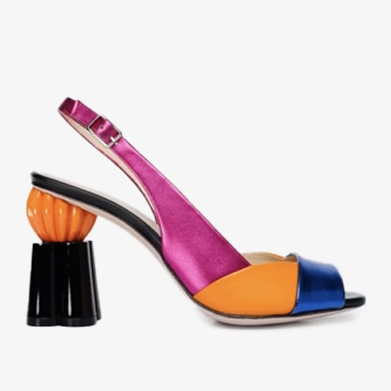 The Rize Multicolor Pumpkin Heel Leather Women Sandal