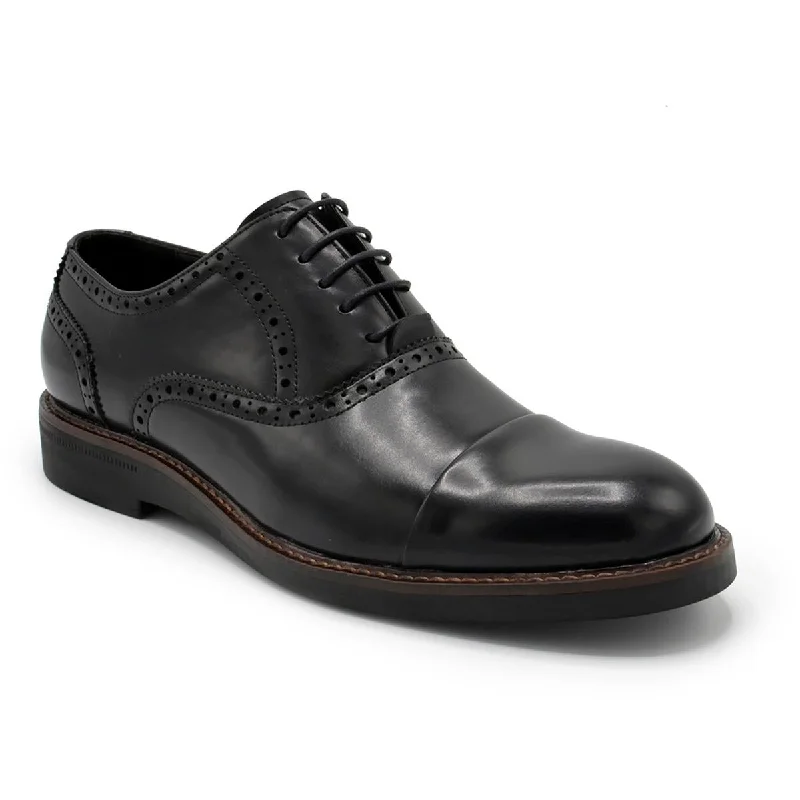 Aston Marc Mens Faux Leather Lace-Up Oxfords