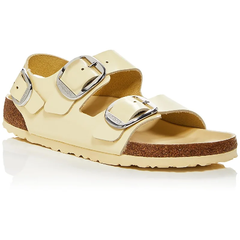 Birkenstock Womens MILANO BIG BUCKLE Leather Cork Slide Sandals