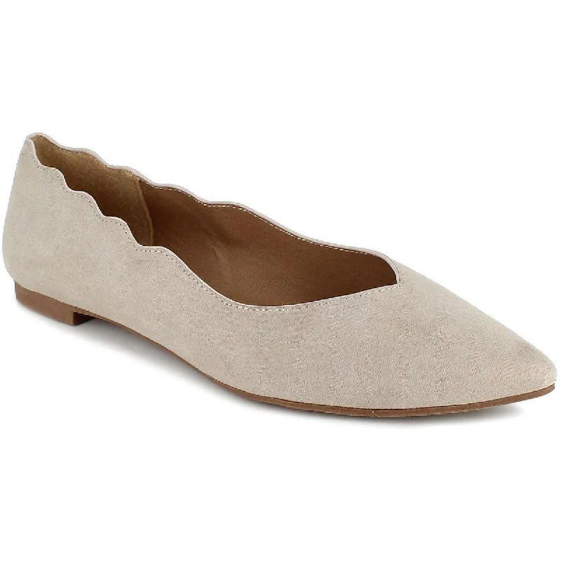 Esprit Womens Perri Picot Trim Slip On Ballet Flats