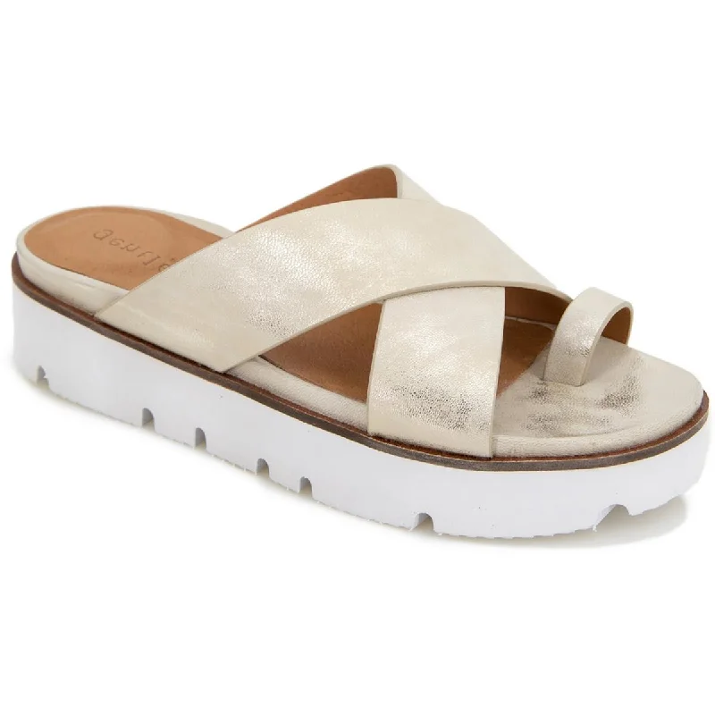 Gentle Souls by Kenneth Cole Womens Lilly Leather Toe Loop Flatform Sandals