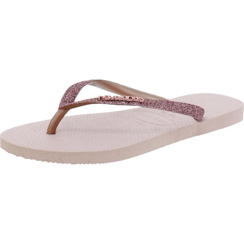 Havaianas Womens Embellished Thong Flat Sandals