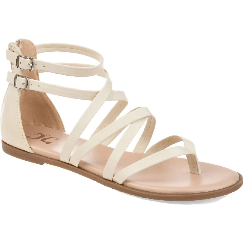 Journee Collection Womens Zailie Faux Leather Thong Gladiator Sandals