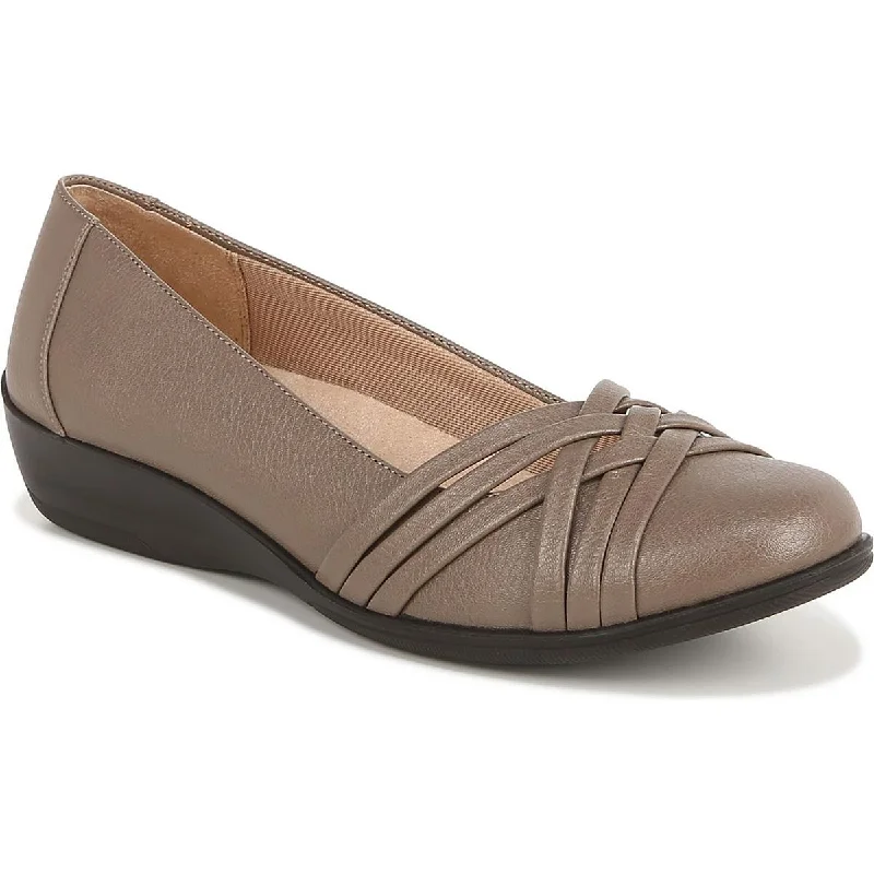 LifeStride Womens Incredible Faux Leather Slip On Ballet Flats