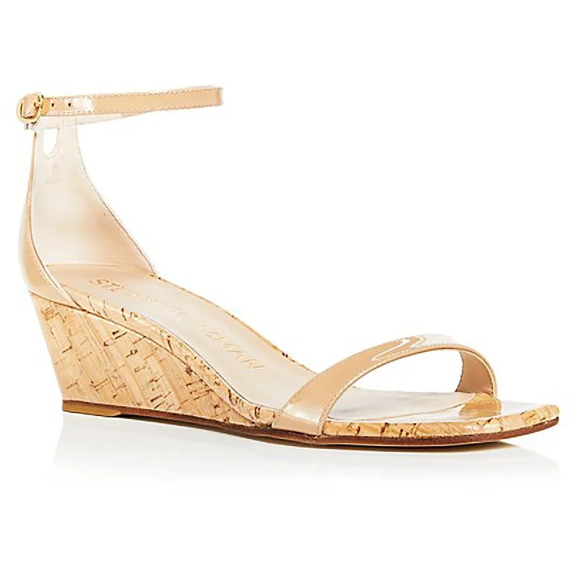 Stuart Weitzman Womens Nudistcurve 50 Wedge Cork Wedge Ankle Strap