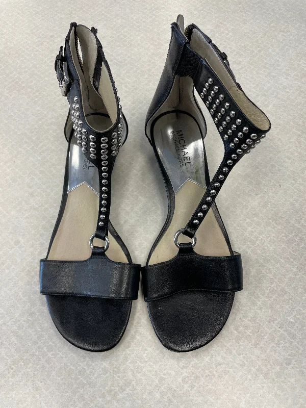 Black Sandals Heels Block Michael By Michael Kors, Size 7