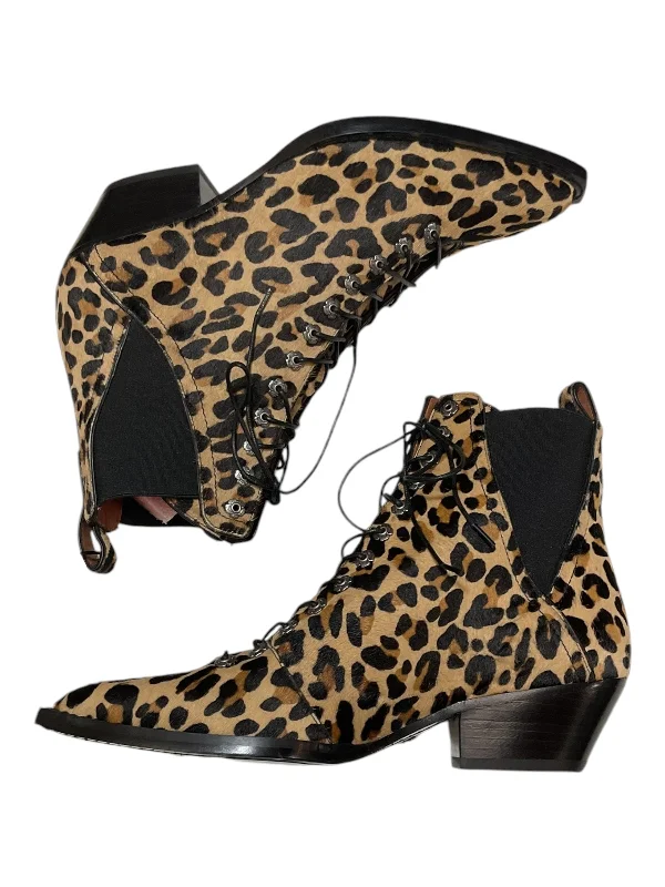 Boots Ankle Heels By Coach In Animal Print, Size: 7