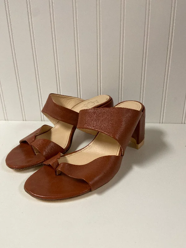 Brown Sandals Heels Block Agl, Size 8.5