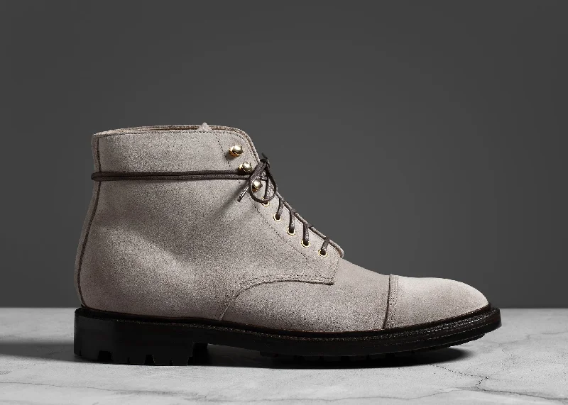 Cap Toe Boot Taupe Suede