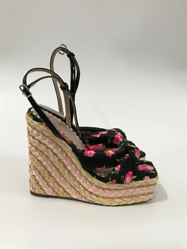 Floral Print Sandals Heels Wedge Betsey Johnson, Size 5.5