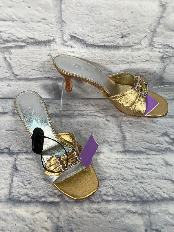 Gold & Silver Sandals Designer Brighton, Size 8.5