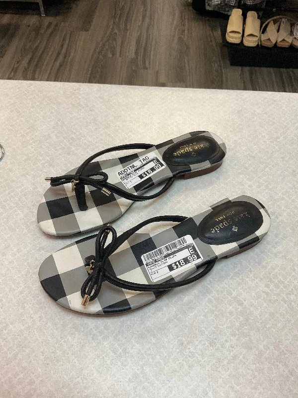 Plaid Pattern Sandals Flip Flops Kate Spade, Size 7