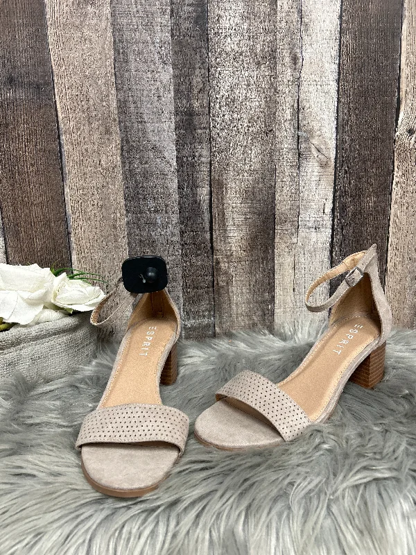 Tan Sandals Heels Block Esprit, Size 7.5