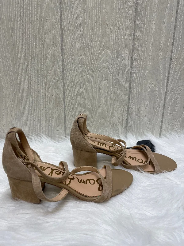 Tan Sandals Heels Block Sam Edelman, Size 8