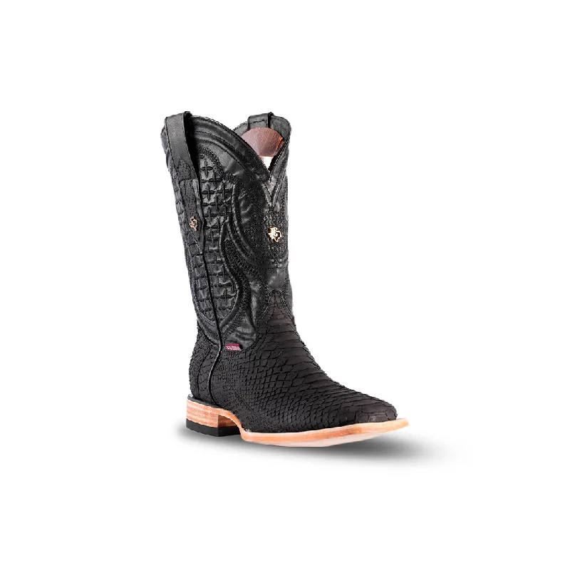 Texas Country Boot Python Black Nobuck PN30-1